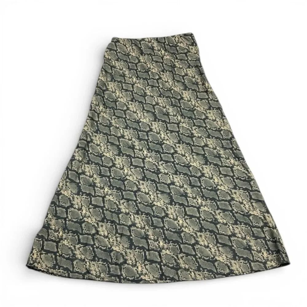 Urban Outfitters Rowan High Waisted Midi Skirt A-Line Flowy Snakeskin 90s Y2K XS